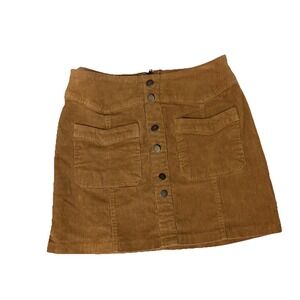 Living Doll Juniors Corduroy Mini Skirt Copper pockets Sz M Back Zip Ginger